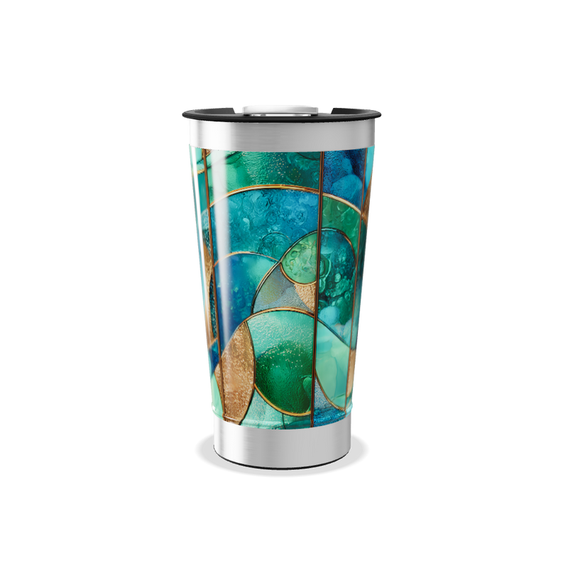 Copo Térmico - Vidro Azul e Dourado