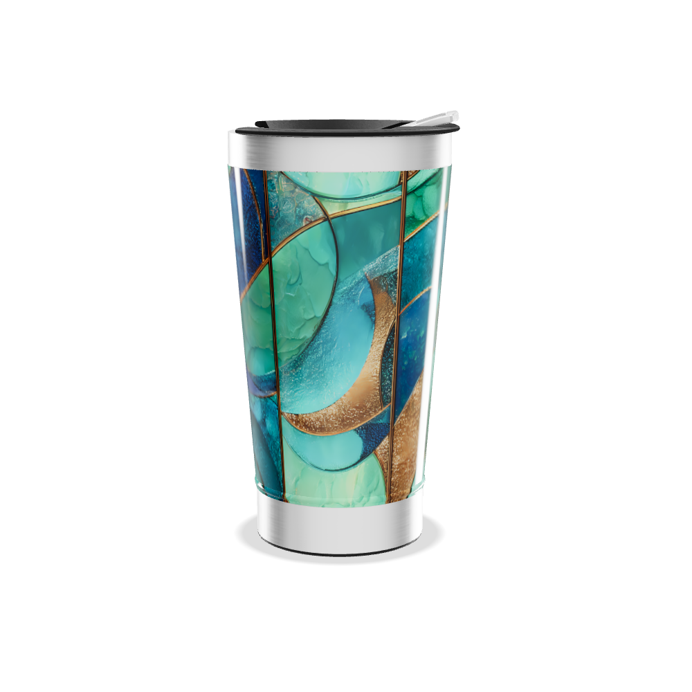 Copo Térmico - Vidro Azul e Dourado