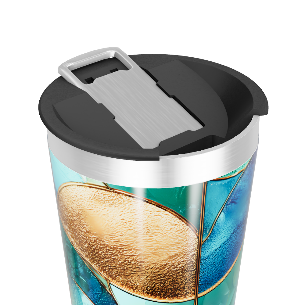 Copo Térmico - Vidro Azul e Dourado