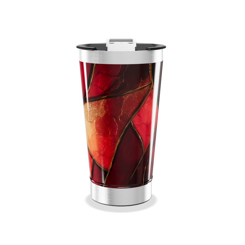 Copo Térmico - Estampa Abstrata Vermelha