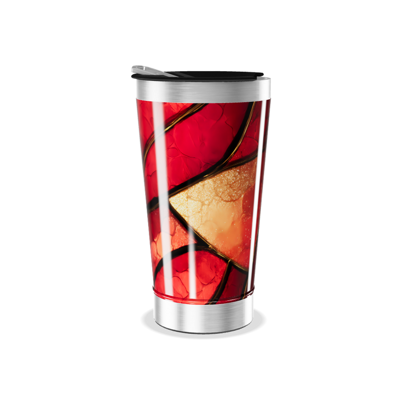 Copo Térmico - Estampa Abstrata Vermelha