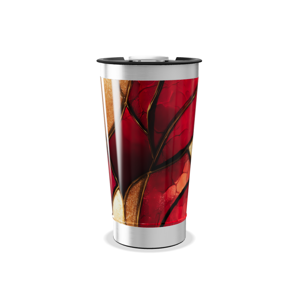 Copo Térmico - Estampa Abstrata Vermelha