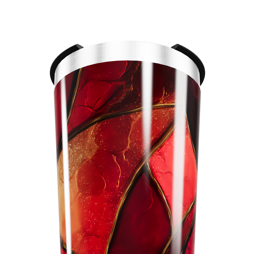 Copo Térmico - Estampa Abstrata Vermelha