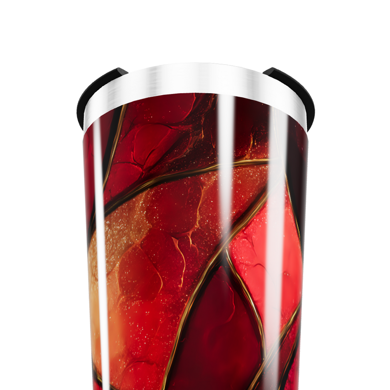 Copo Térmico - Estampa Abstrata Vermelha