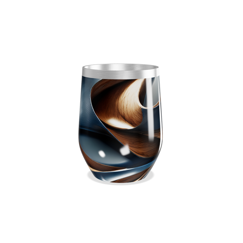 Copo Térmico Slim - Design Azul e Madeira