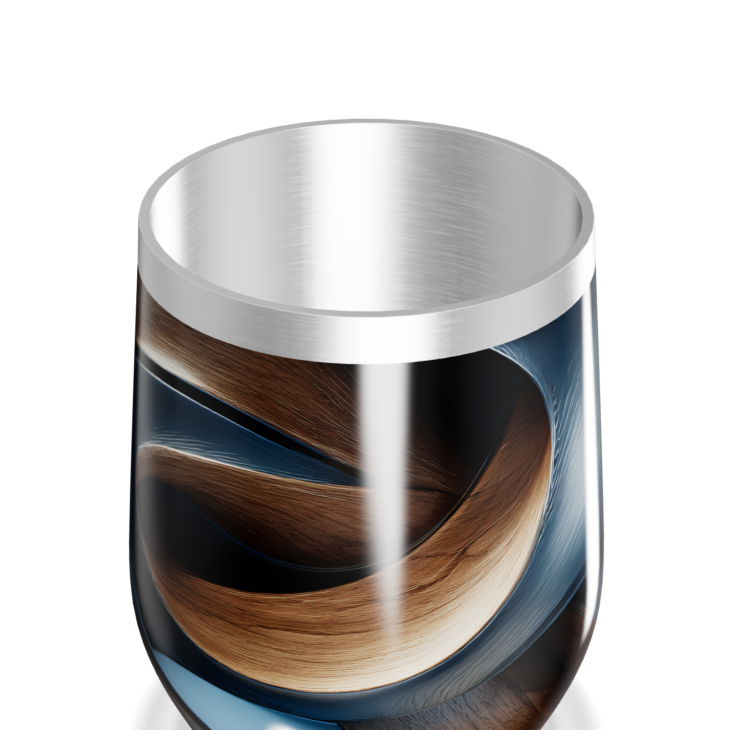 Copo Térmico Slim - Design Azul e Madeira