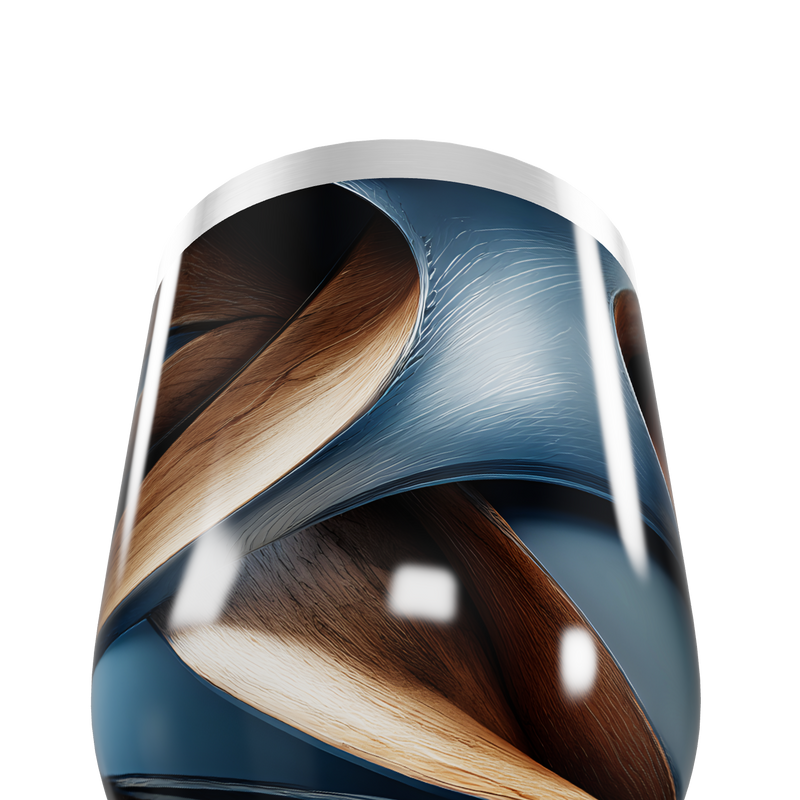 Copo Térmico Slim - Design Azul e Madeira