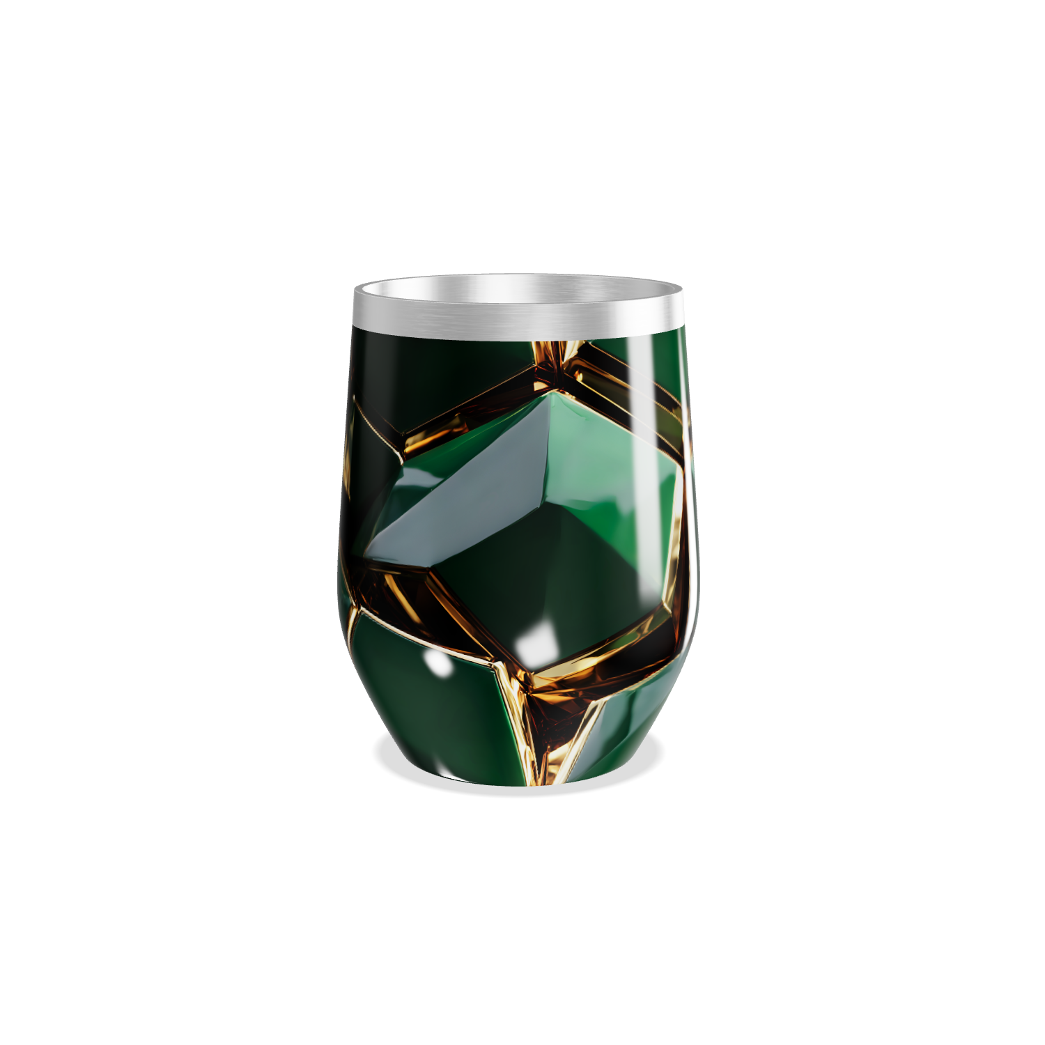 Copo Térmico Slim - Verde com Detalhes Dourados