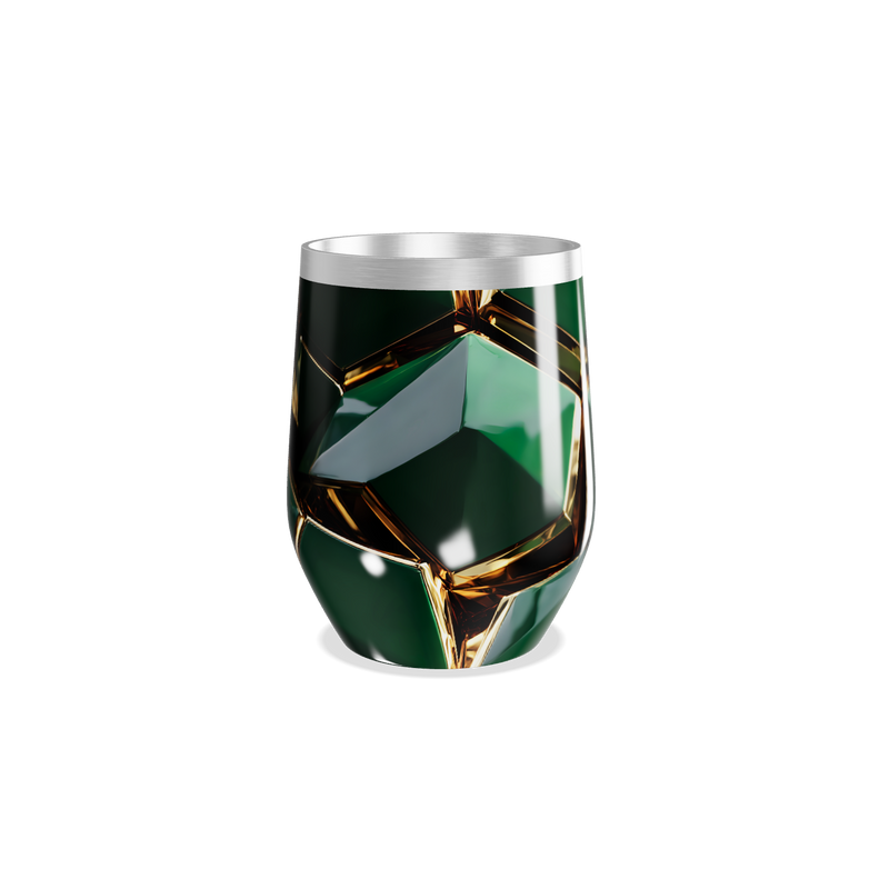 Copo Térmico Slim - Verde com Detalhes Dourados