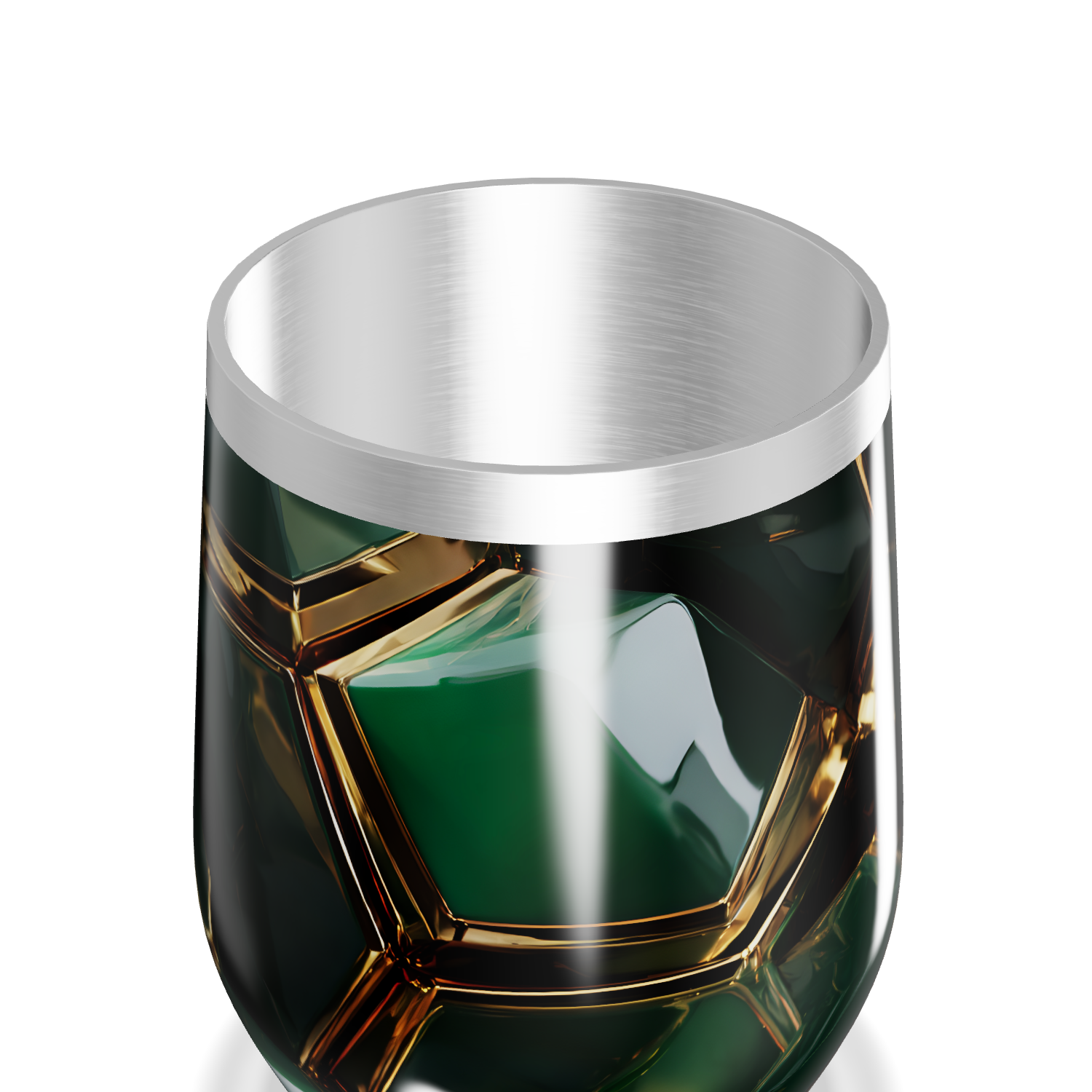 Copo Térmico Slim - Verde com Detalhes Dourados