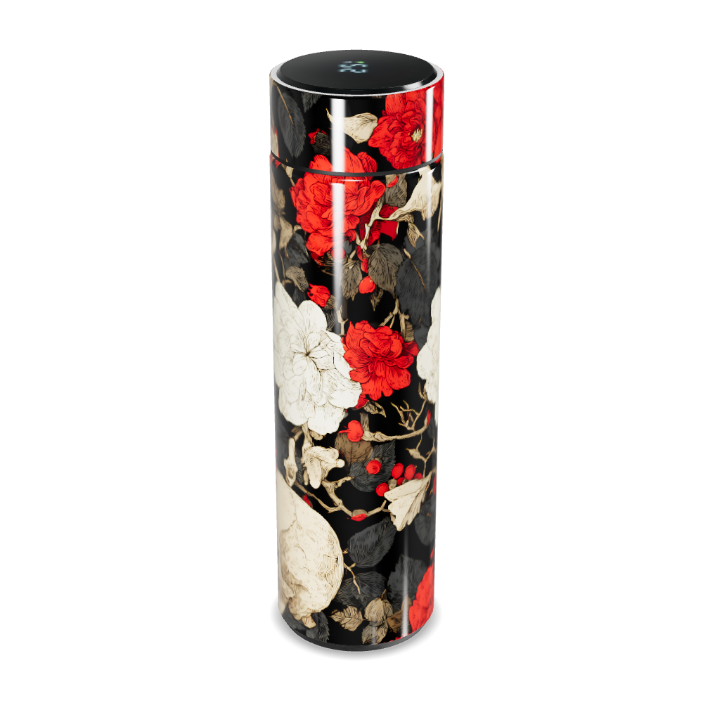 Garrafa Térmica Touch - Floral Preto e Vermelho