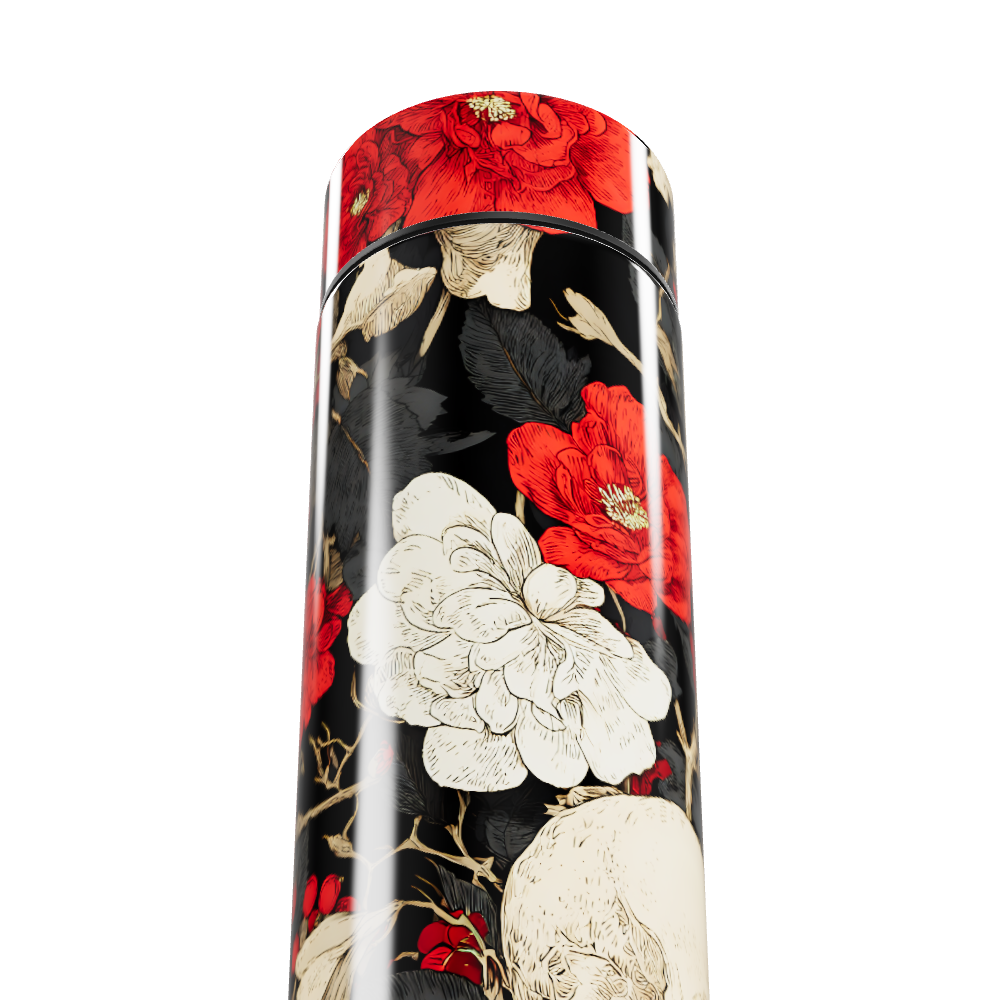 Garrafa Térmica Touch - Floral Preto e Vermelho