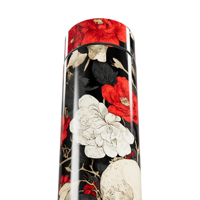 Garrafa Térmica Touch - Floral Preto e Vermelho