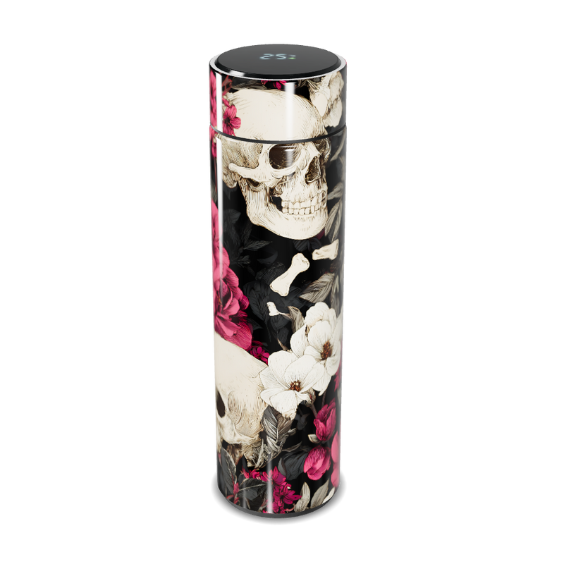 Garrafa Térmica Touch - Floral Caveira Preta