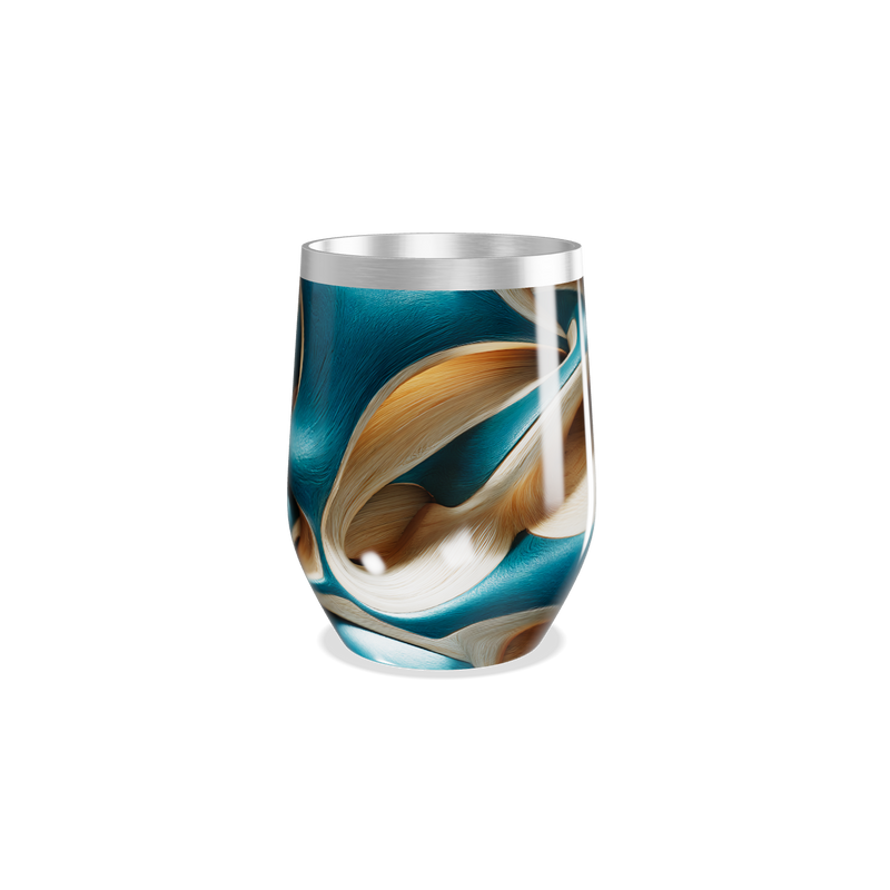 Copo Térmico Slim - Azul e Marrom Abstrato