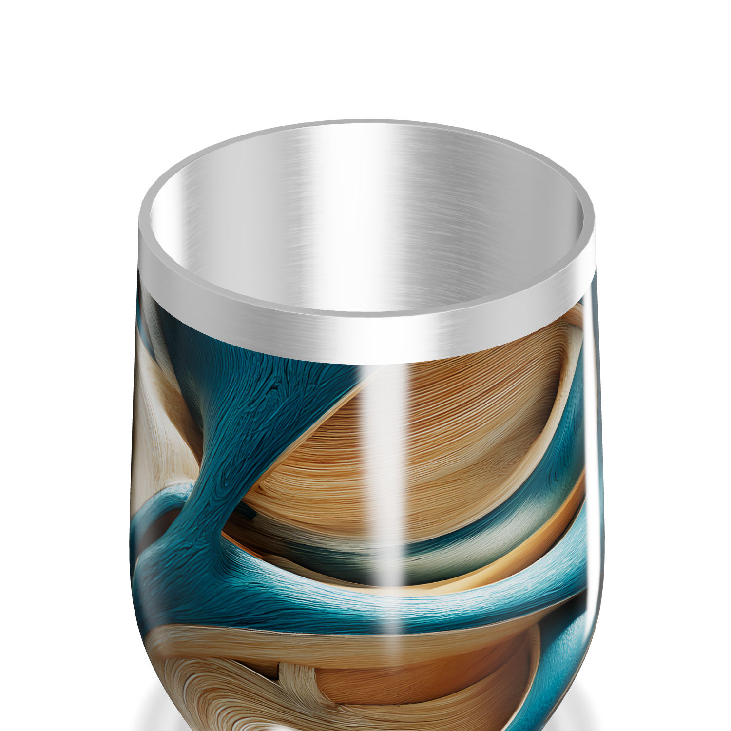 Copo Térmico Slim - Azul e Marrom Abstrato