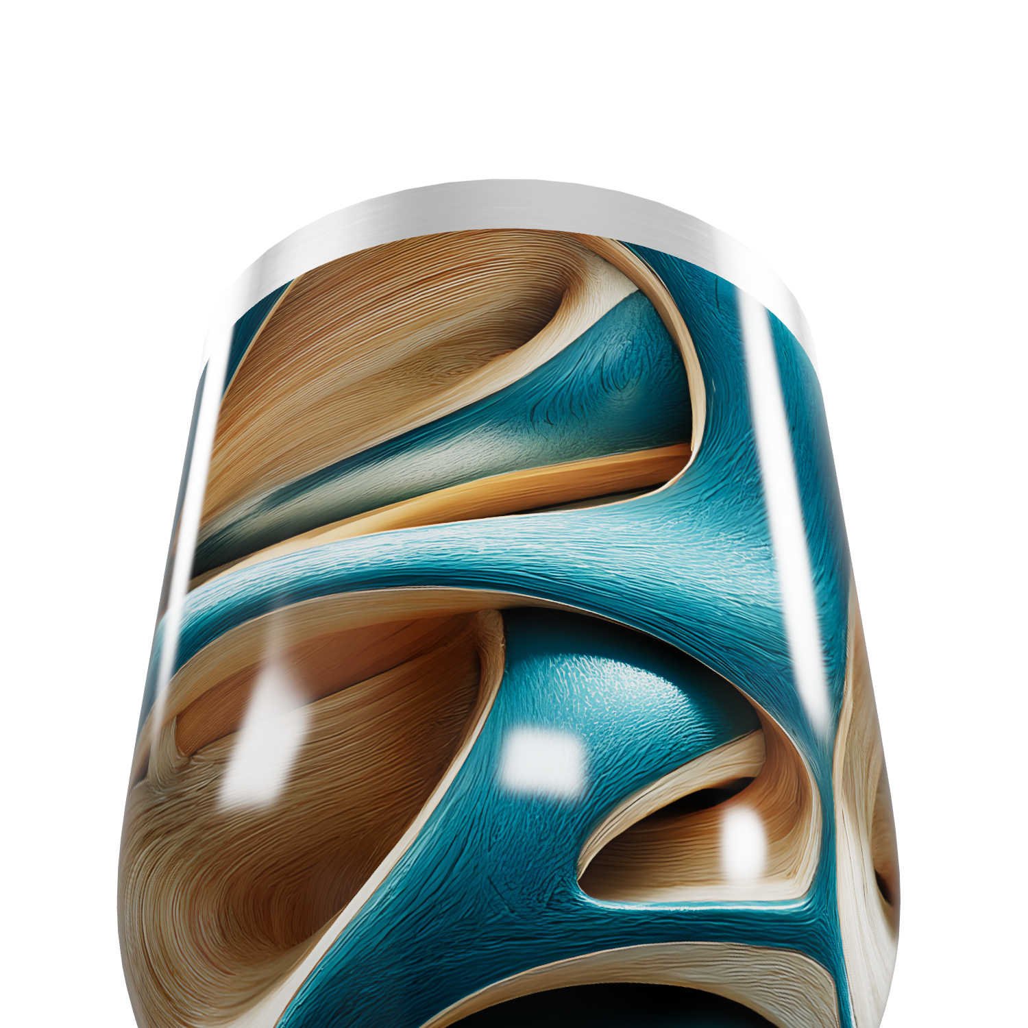 Copo Térmico Slim - Azul e Marrom Abstrato