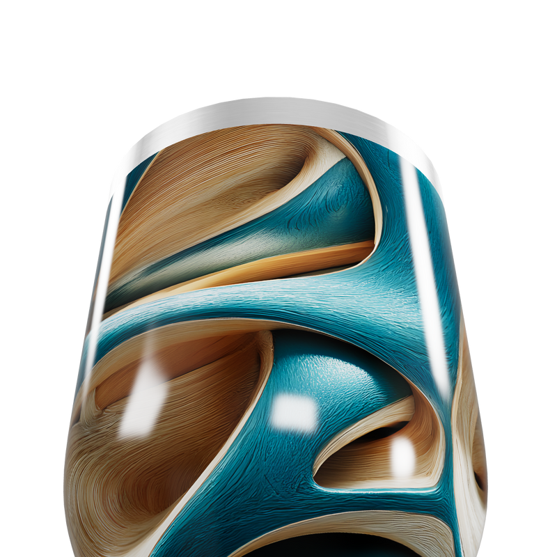 Copo Térmico Slim - Azul e Marrom Abstrato