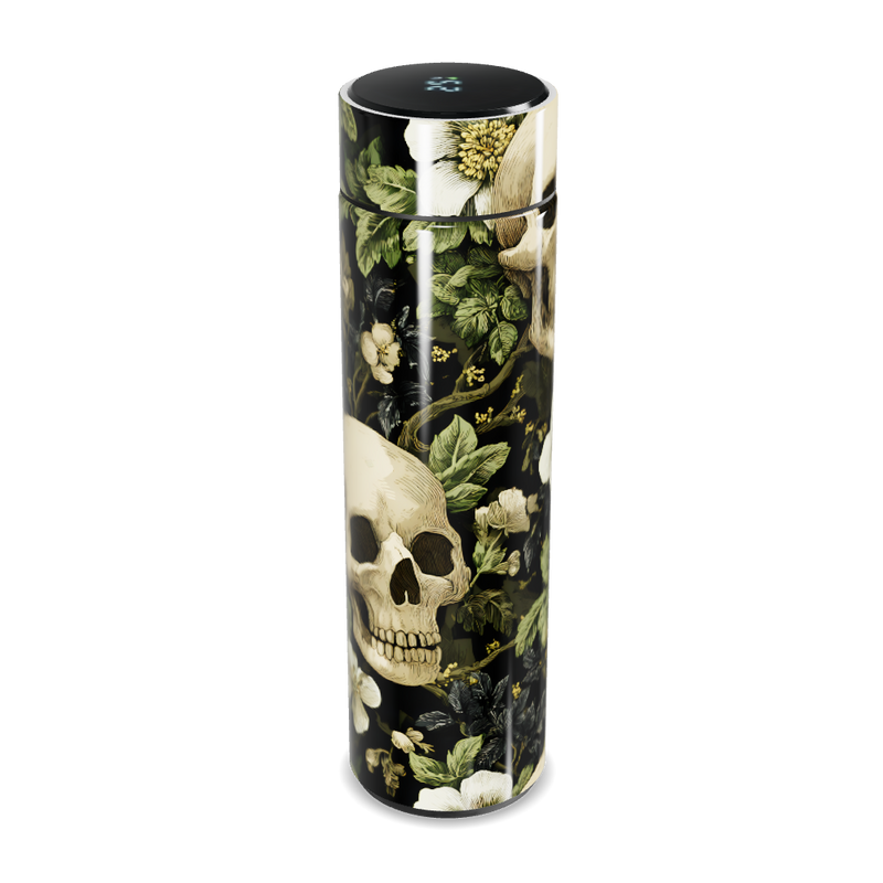 Garrafa Térmica Touch - Caveira Floral Preta
