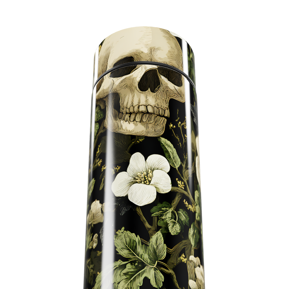 Garrafa Térmica Touch - Caveira Floral Preta