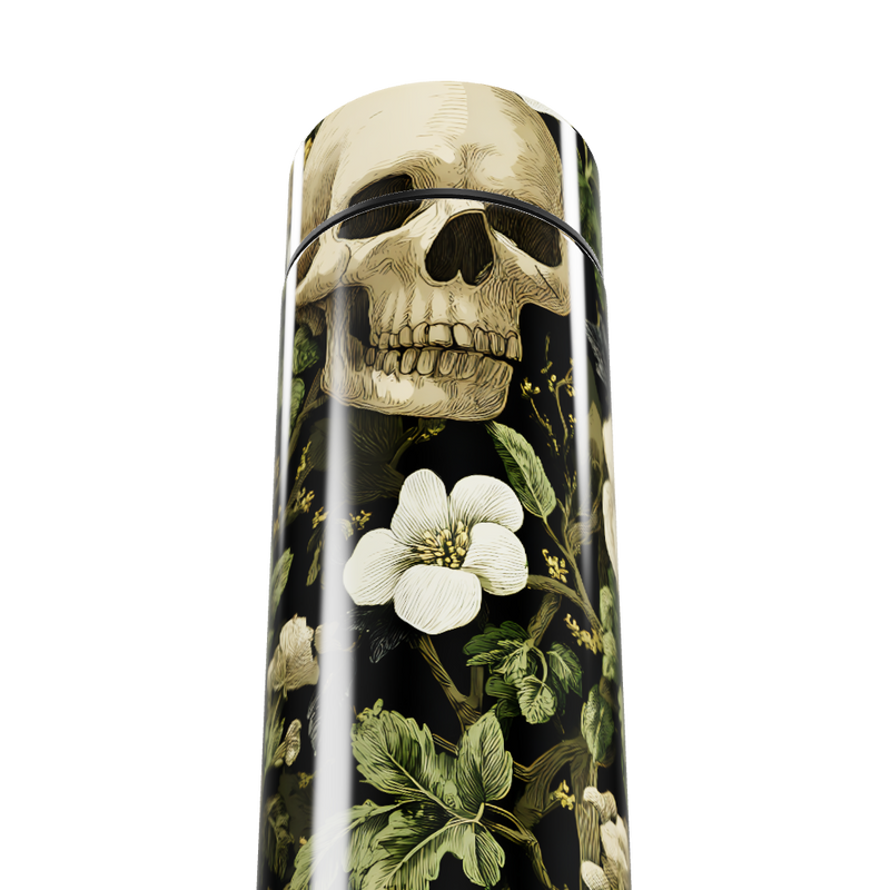 Garrafa Térmica Touch - Caveira Floral Preta