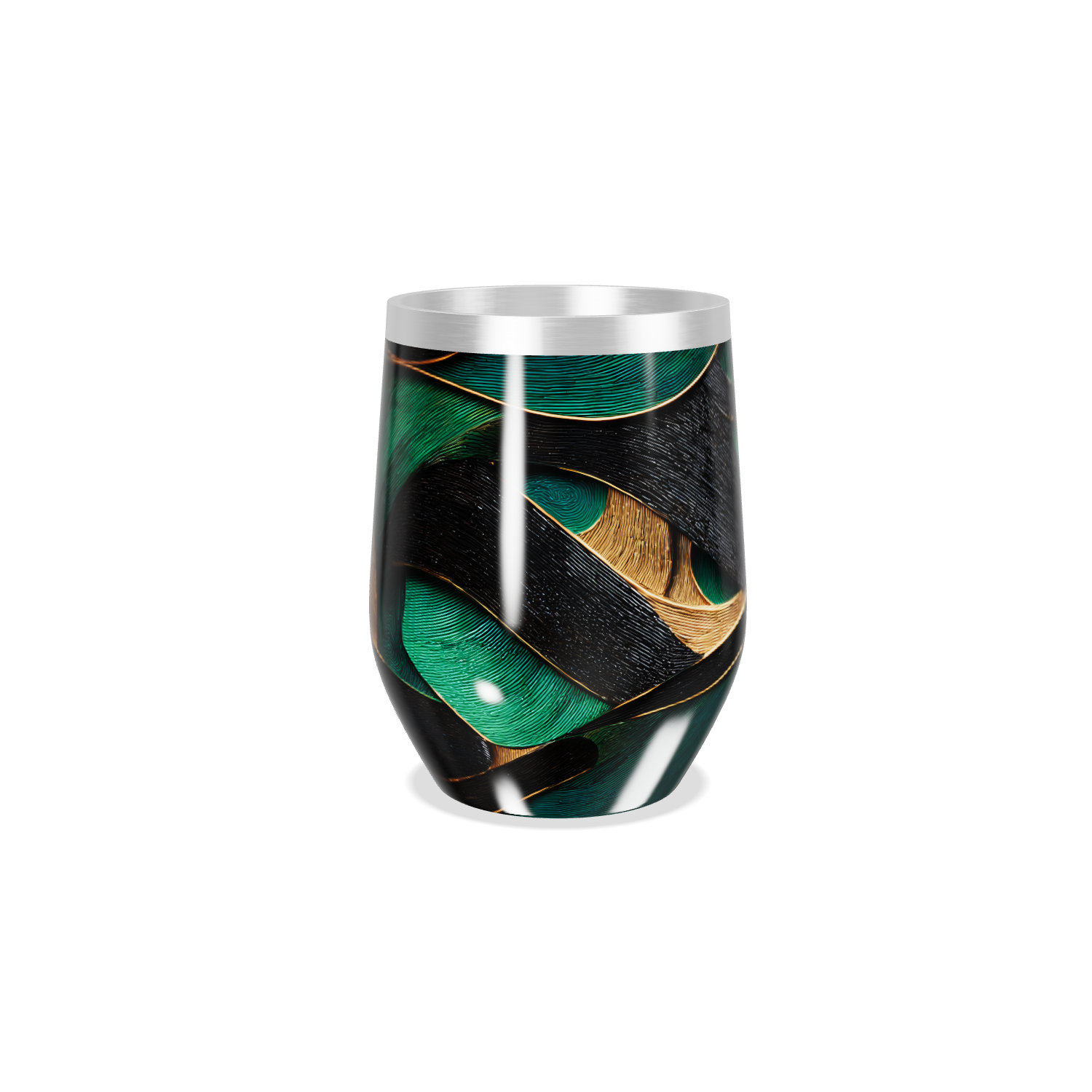 Copo Térmico Slim - Verde e Dourado Abstrato