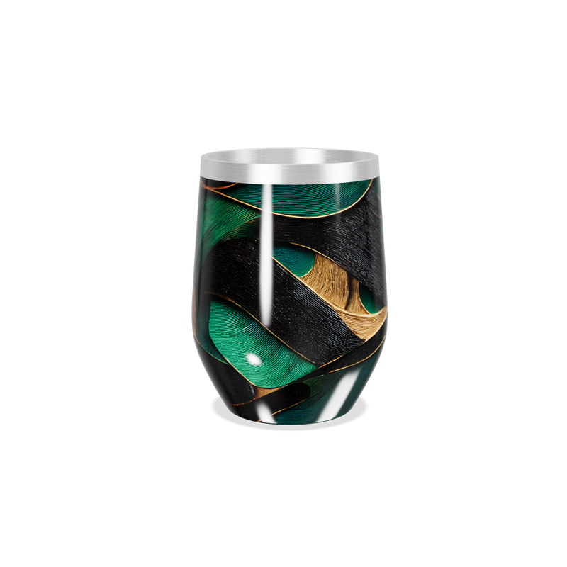 Copo Térmico Slim - Verde e Dourado Abstrato