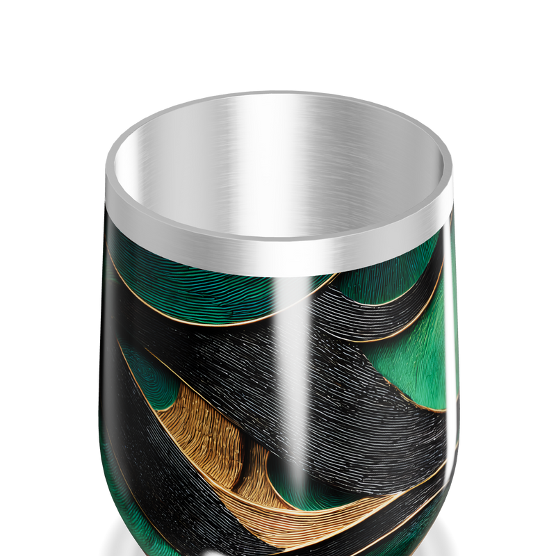 Copo Térmico Slim - Verde e Dourado Abstrato