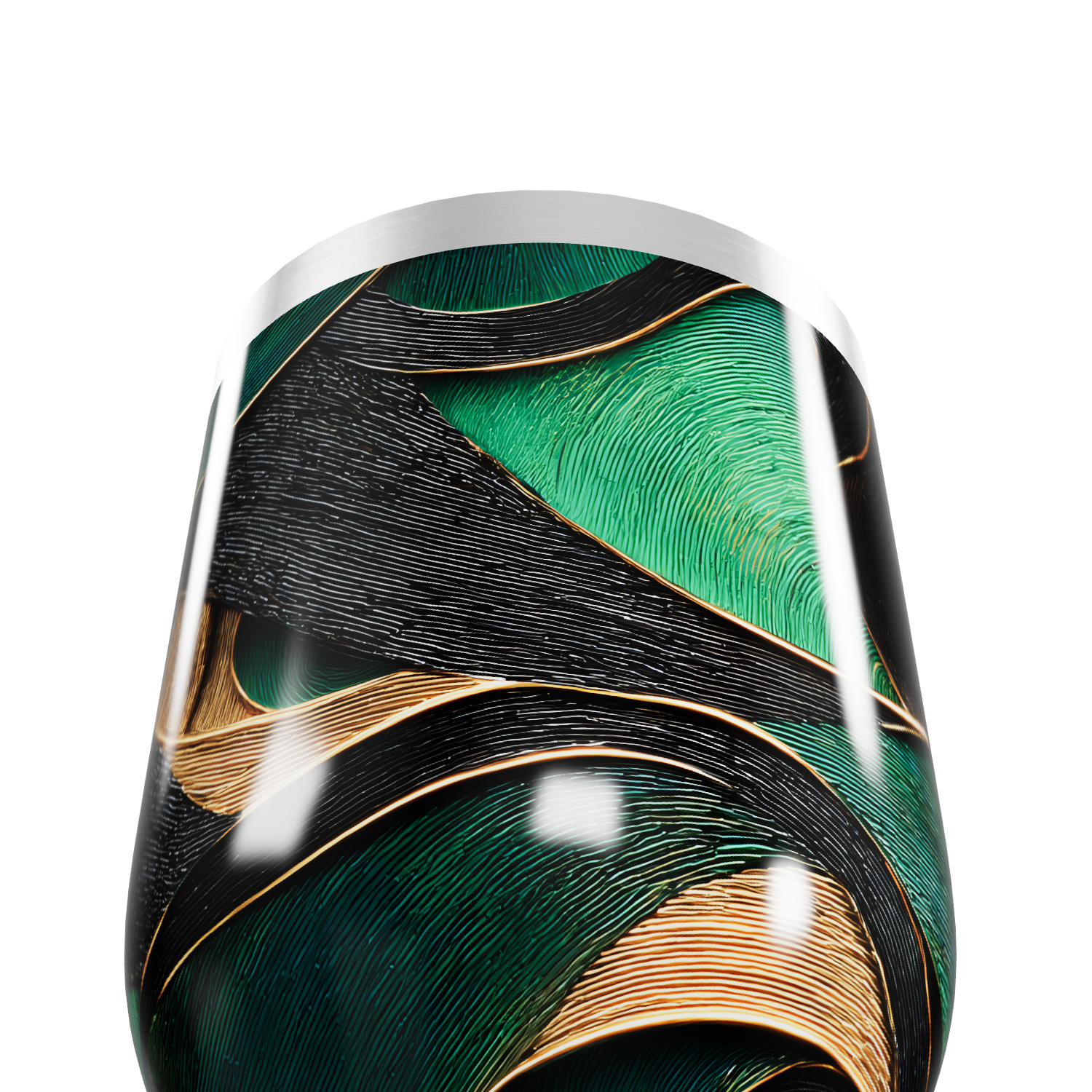 Copo Térmico Slim - Verde e Dourado Abstrato