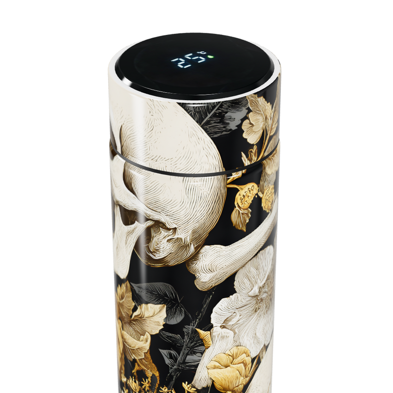 Garrafa Térmica Touch - Floral Preta Digital