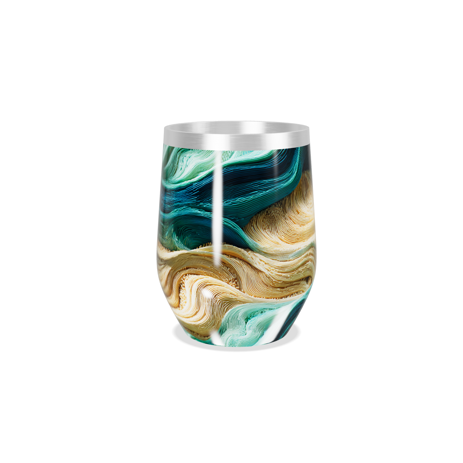 Copo Térmico Slim - Abstrato Azul e Dourado