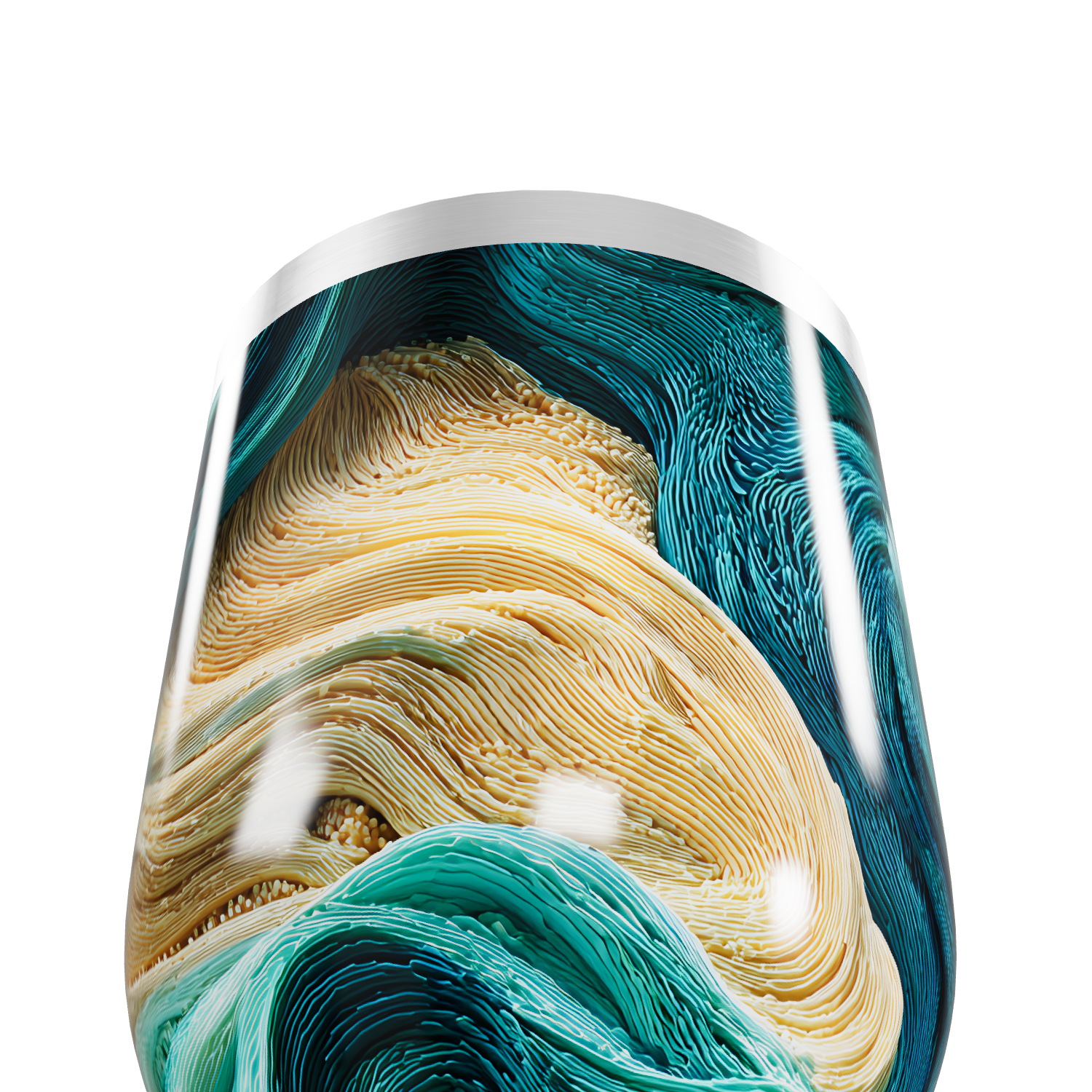 Copo Térmico Slim - Abstrato Azul e Dourado