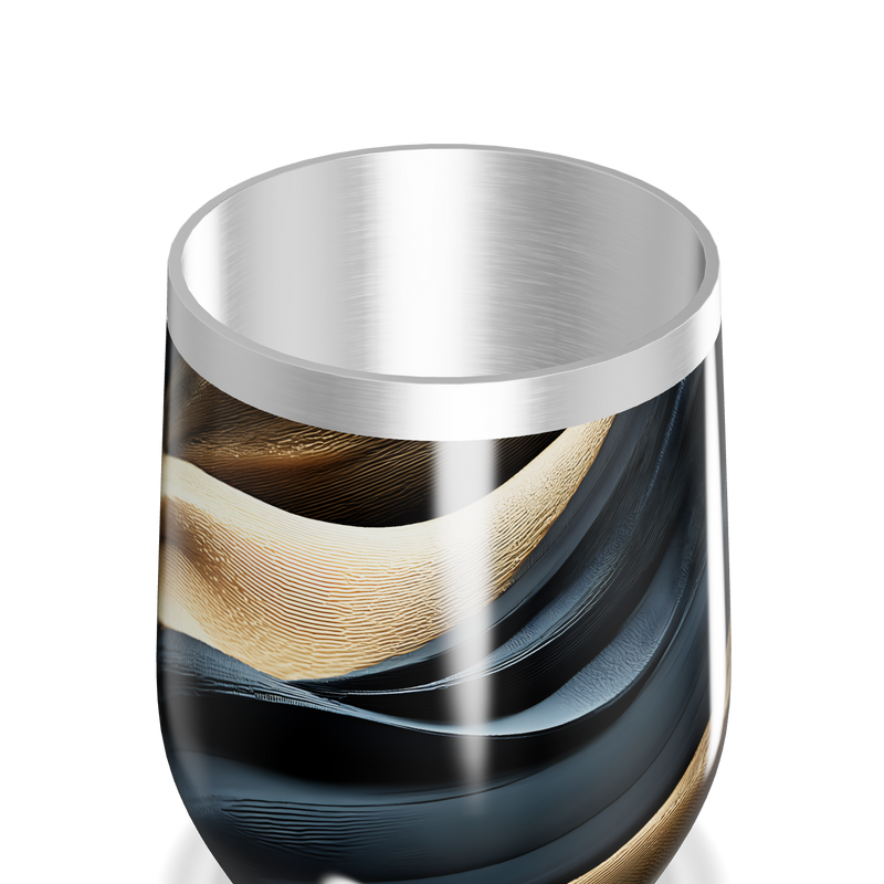 Copo Térmico Slim - Design Abstrato Preto e Dourado