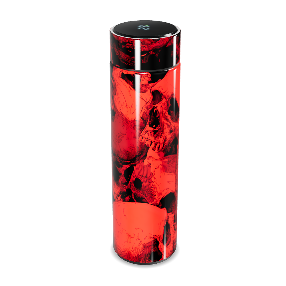 Garrafa Térmica Touch - Vermelha com Caveiras