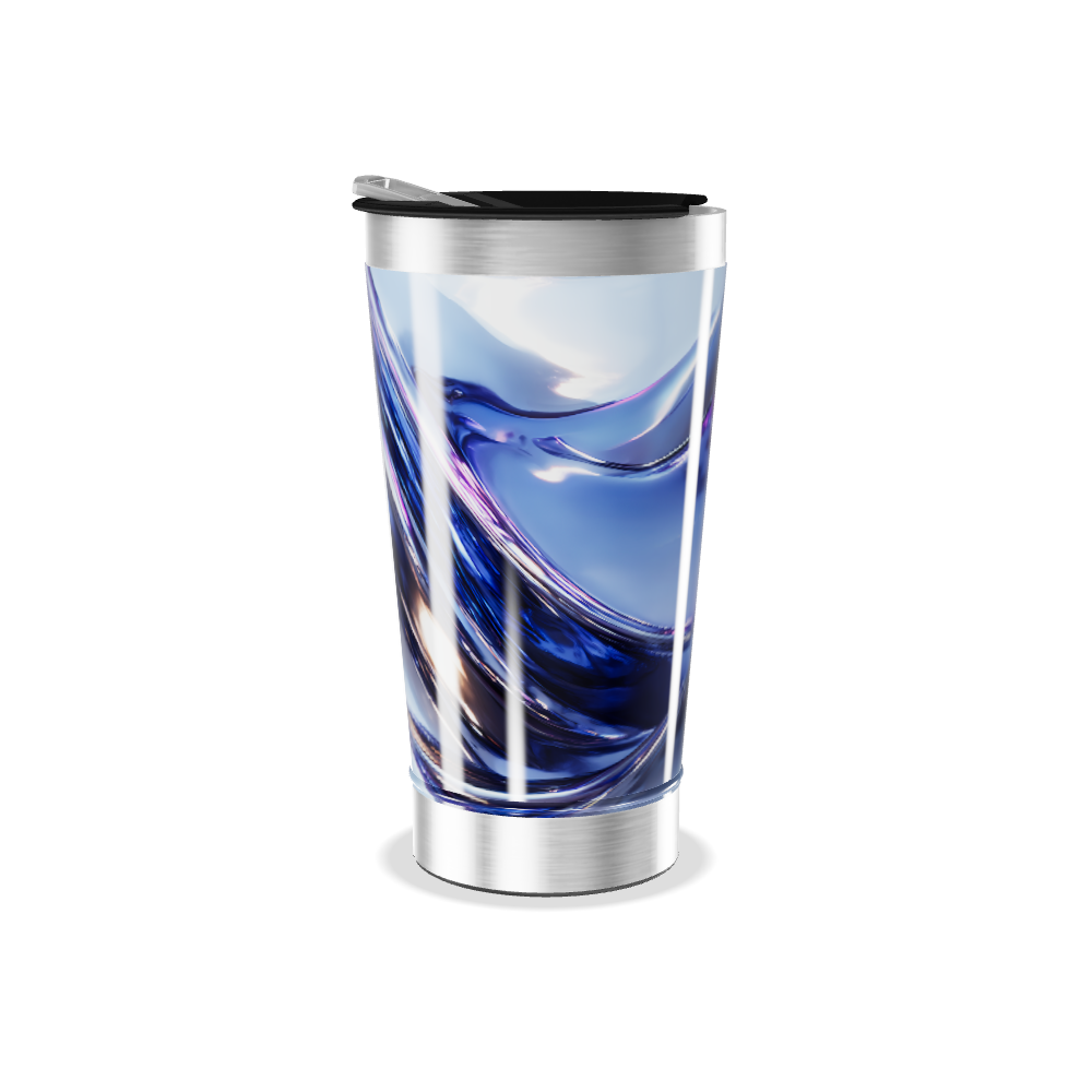 Copo Térmico - Azul Metálico Abstrato