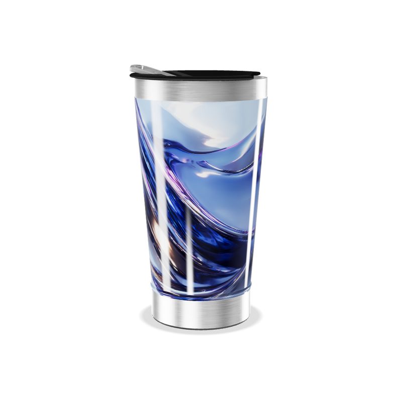 Copo Térmico - Azul Metálico Abstrato