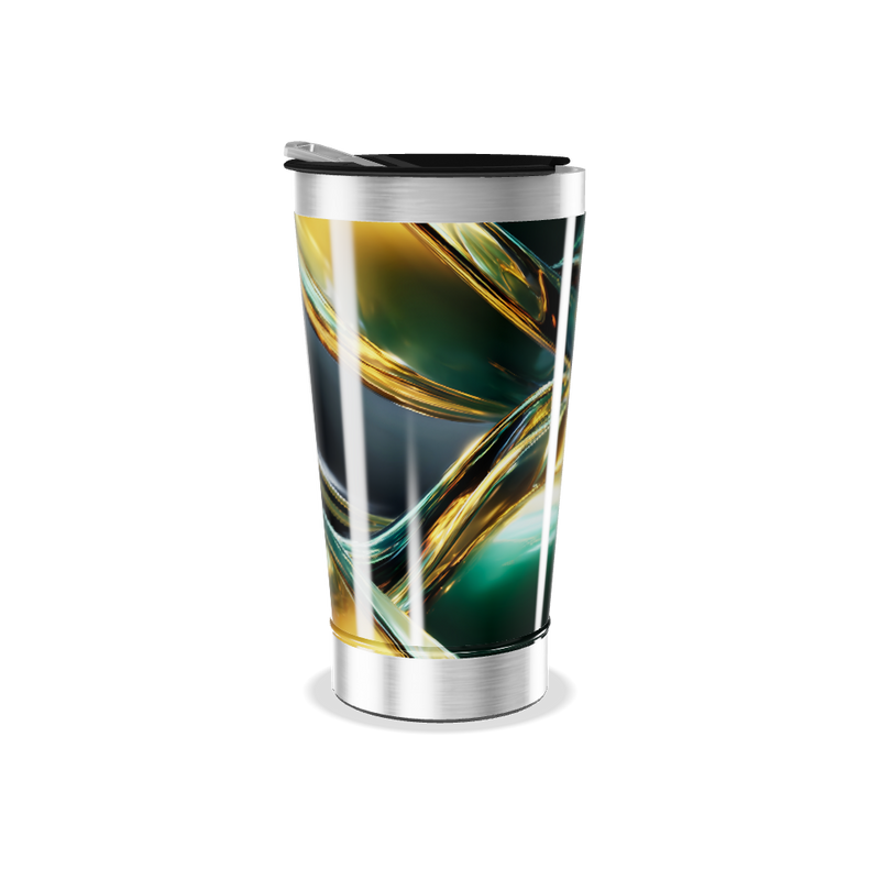 Copo Térmico - Design Abstrato Preto e Dourado