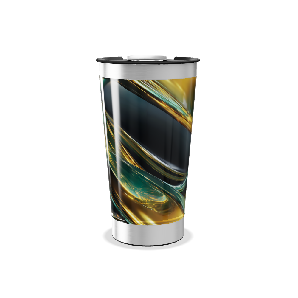 Copo Térmico - Design Abstrato Preto e Dourado