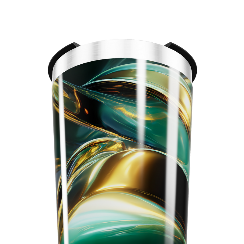 Copo Térmico - Design Abstrato Preto e Dourado