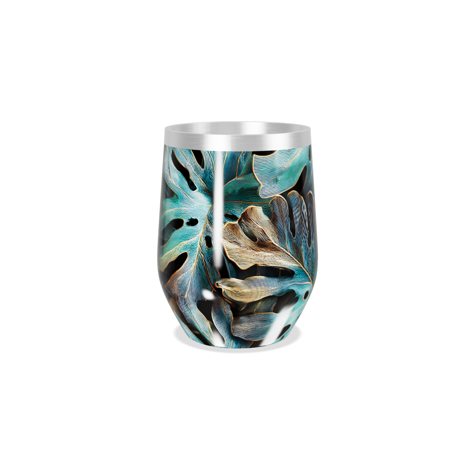 Copo Térmico Slim - Folhagem Azul Metalizado