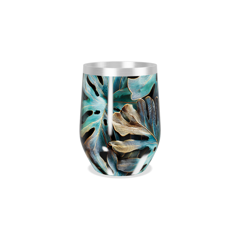 Copo Térmico Slim - Folhagem Azul Metalizado