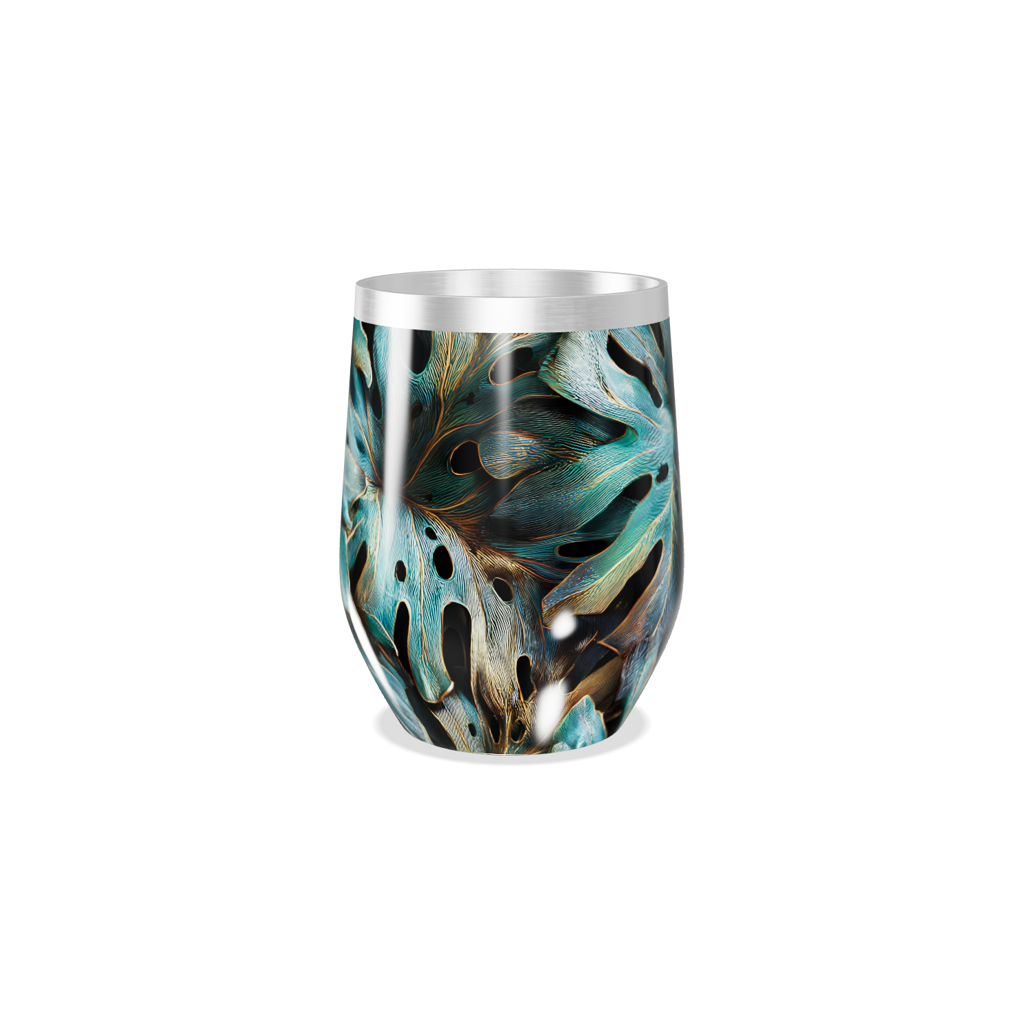 Copo Térmico Slim - Folhagem Azul Metalizado