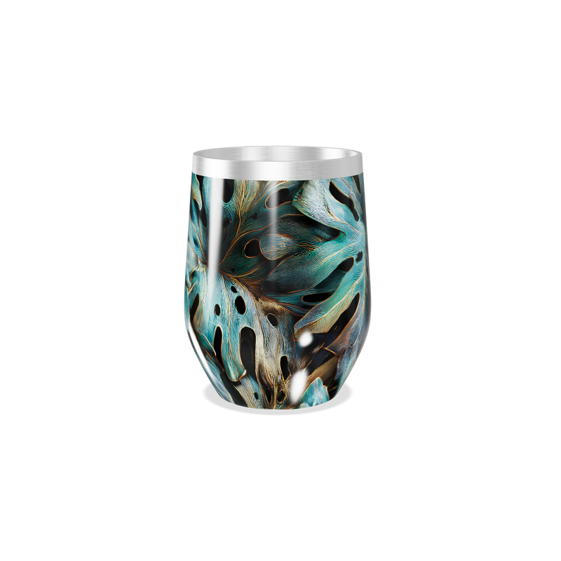 Copo Térmico Slim - Folhagem Azul Metalizado