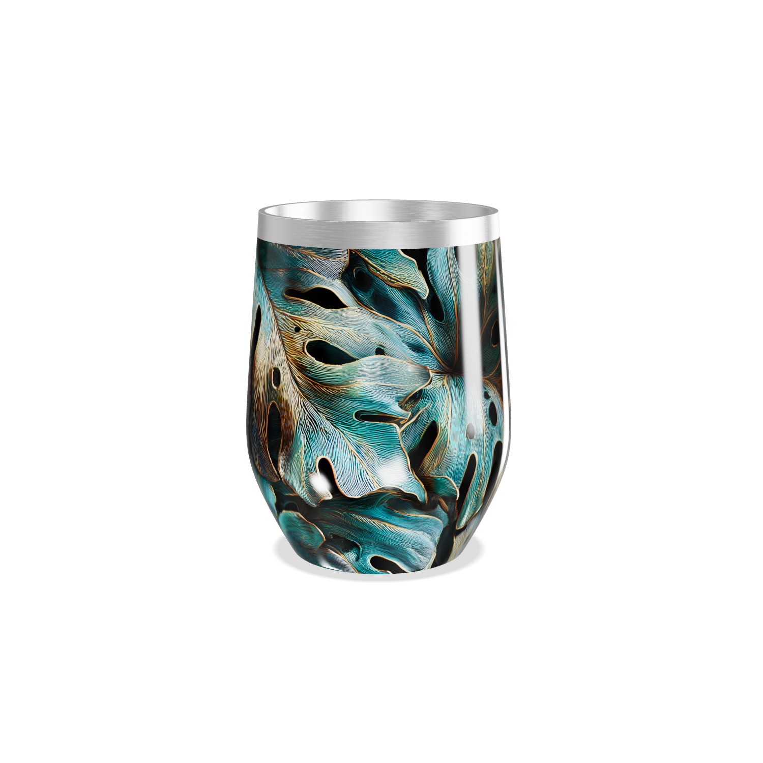 Copo Térmico Slim - Folhagem Azul Metalizado