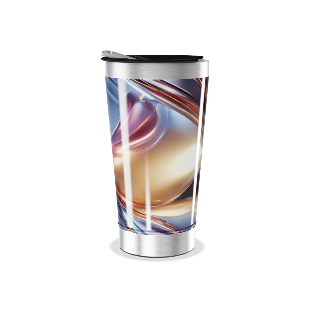 Copo Térmico - Aço Inox Abstrato