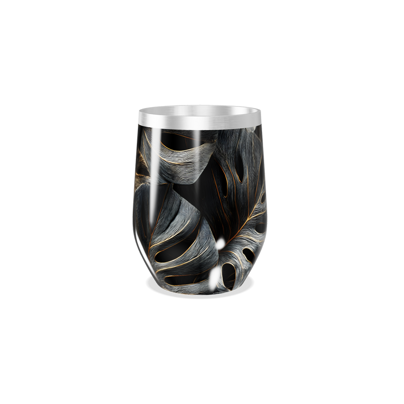 Copo Térmico Slim - Folhagem Preto e Dourado