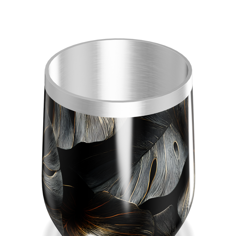 Copo Térmico Slim - Folhagem Preto e Dourado