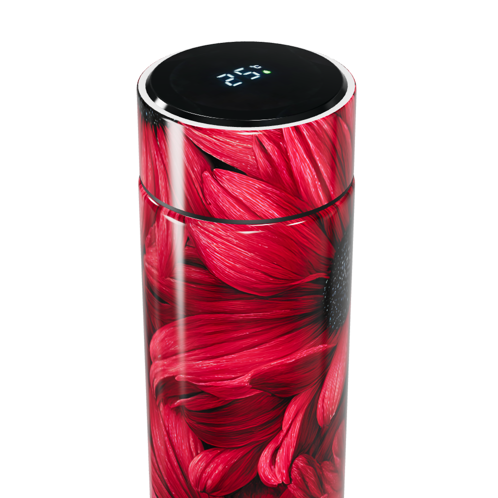 Garrafa Térmica Touch - Floral Vermelha Digital