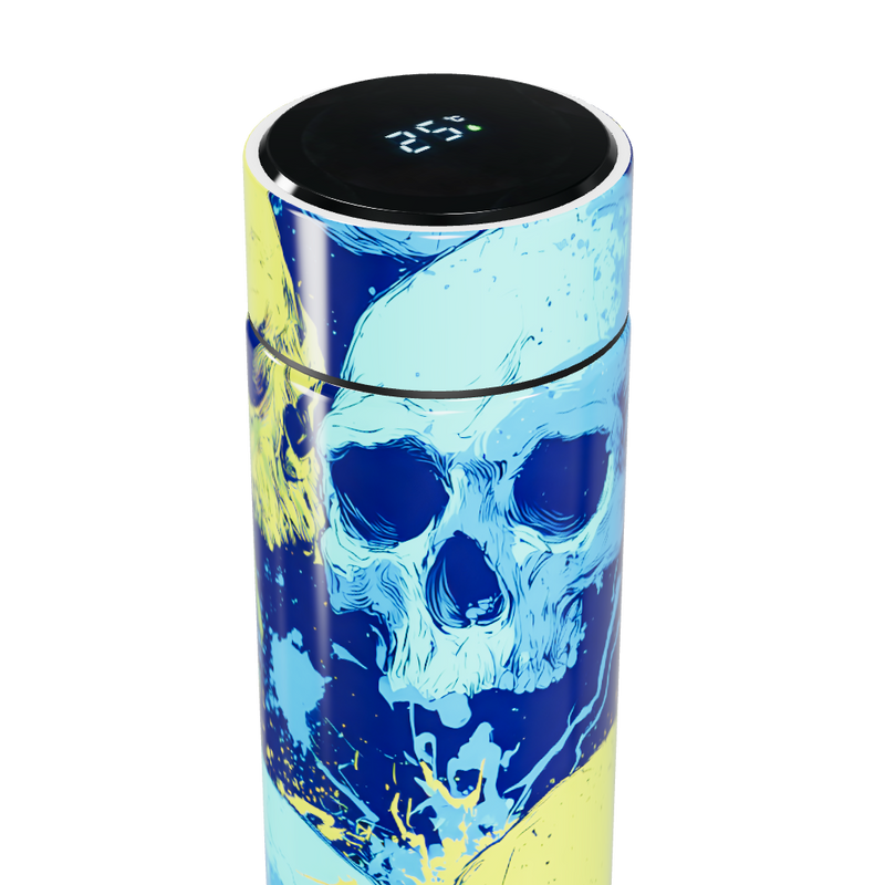 Garrafa Térmica Touch - Caveira Azul Amarela