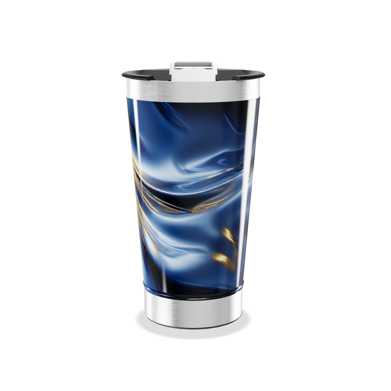 Copo Térmico - Azul Metálico Abstrato